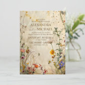 Boho Fall Wildblume Wedding Einladung (Stehend Vorderseite)