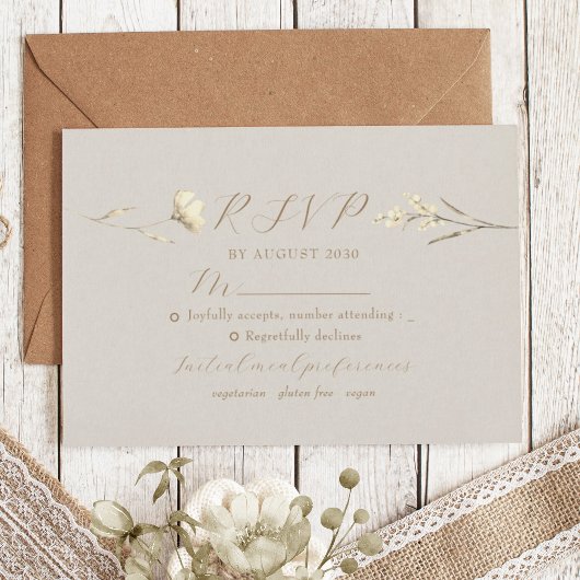 Boho Fall Wildblume Wedding RSVP Card Karte