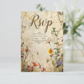 Boho Fall Wildblume Wedding RSVP Karte (Stehend Vorderseite)