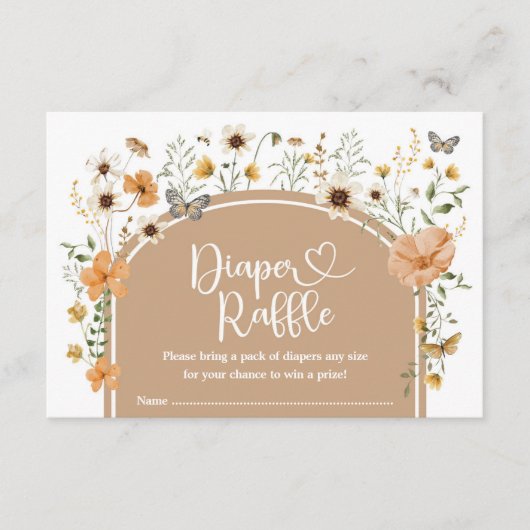 Boho Fall Wildblume Windeln Raffle Babydusche Begleitkarte (Vorderseite)