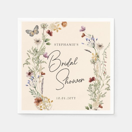 Boho Fall Wildblumen Brautparty Serviette (Vorderseite)