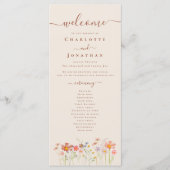 Boho Fall Wildflower Meadow Wedding Ceremony Menükarte (Vorderseite)