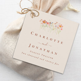 Boho Fall Wildflower Tan Beige Terracotta Wedding Geschenkanhänger