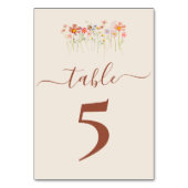 Boho Fall Wildflower Tan Beige Terracotta Wedding Tischnummer (Rückseite)