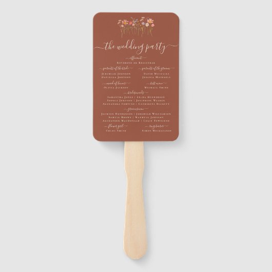 Boho Fall Wildflower Terracotta Wedding Ceremony Fächer (Rückseite)