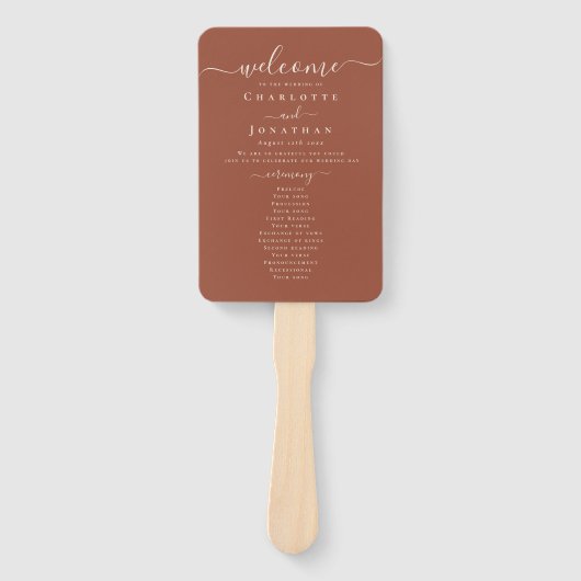Boho Fall Wildflower Terracotta Wedding Ceremony Fächer (Vorderseite)