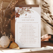 Boho Fall Würde sie lieber Brautparty Spiel