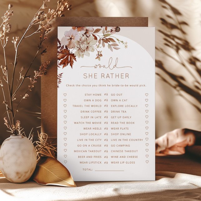 Boho Fall Würde sie lieber Brautparty Spiel (Von Creator hochgeladen)