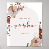 Boho Fallbogen Bitte unterzeichnen Sie das Kürbisz Poster (Vorne)