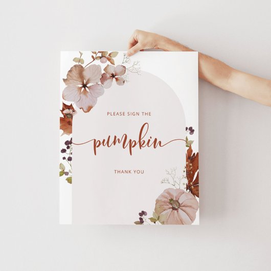 Boho Fallbogen Bitte unterzeichnen Sie das Kürbisz Poster