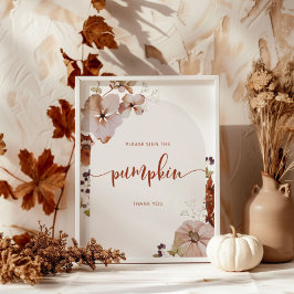 Boho Fallbogen Bitte unterzeichnen Sie das Kürbisz Poster