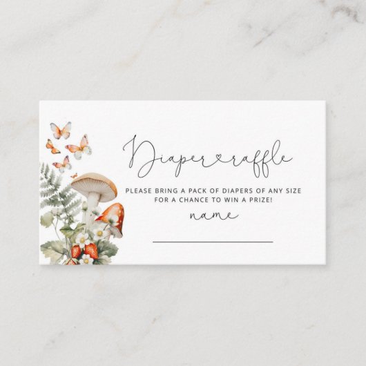 Boho fallen kleine Pilz-Windel-Lotterie Begleitkarte (Vorderseite)