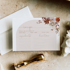 Boho fallen Rezept-Karte. Elegante Arche Rezept Ka