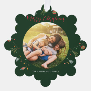 Boho-Familienfoto Rustikale Weihnachtsfeiertage Ornament Karte