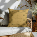 Boho Fan Palm Leaf Botanische Linie Art Familie Kissen<br><div class="desc">Personalisiert Boho Fan Palm Leaf Botanische Linie Zeichnend Mustard Yellow Pillow</div>
