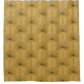 Boho Fan Palm Leaf Botanische Linie Zeichnend Senf Duschvorhang (Vorderseite)