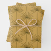Boho Fan Palm Leaf Botanische Linie Zeichnend Senf Geschenkpapier Set (Beispiel)