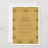 Boho Fan Palm Leaf Botanische Mustard Baby Dusche Einladung (Vorderseite)