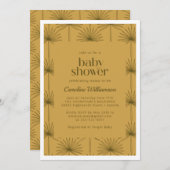 Boho Fan Palm Leaf Botanische Mustard Baby Dusche Einladung (Vorne/Hinten)