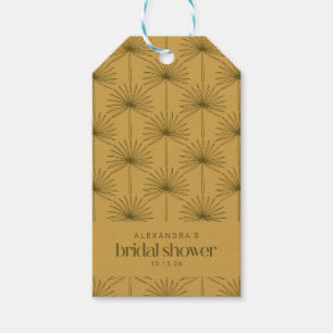 Boho Fan Palm Leaf Botanisches Senf-Brautparty Geschenkanhänger