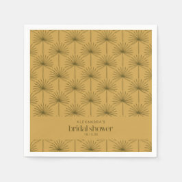 Boho Fan Palm Leaf Botanisches Senf-Brautparty Serviette