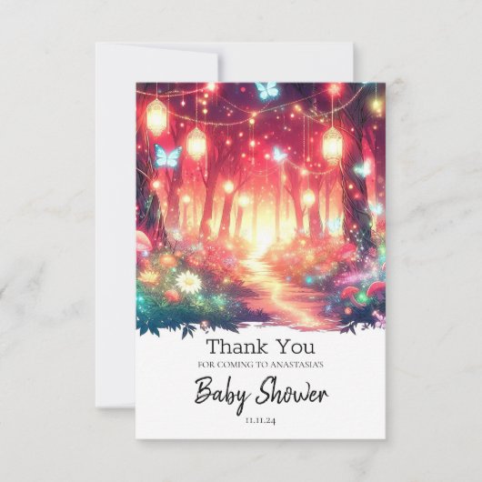 Boho Fantasy Enchanted Forest Baby Shower Dankeskarte (Vorderseite)