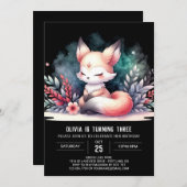 Boho Fantasy Fox Geburtstag digital Einladung (Vorne/Hinten)