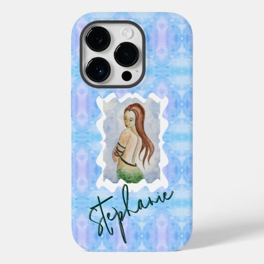 Boho-Fantasy-Meeresjungfrau Personalisierte Wasser Case-Mate iPhone Hülle (Rückseite)