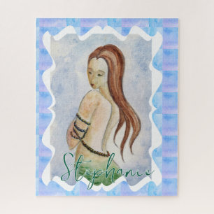 Boho Fantasy Meerjungfrau Wasserfarbe Personalisie Puzzle