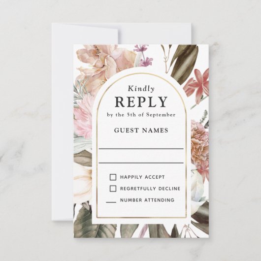 Boho Fantasy Watercolor Floral Wedding RSVP Karte (Vorderseite)