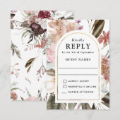 Boho Fantasy Watercolor Floral Wedding RSVP Karte (Vorne/Hinten)