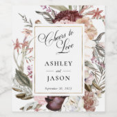 Boho Fantasy Watercolor Floral Wedding Weinetikett (Einzelnes Label)