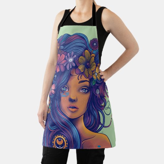 Boho Fantasy Woman mit Blumenhaar Schürze (InSitu)