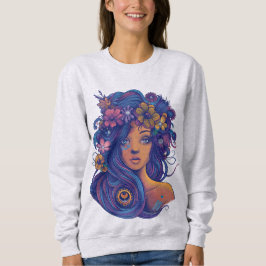 Boho Fantasy Woman mit Blumenhaar Sweatshirt