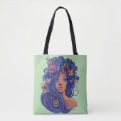 Boho Fantasy Woman mit Blumenhaar Tasche (Vorderseite)