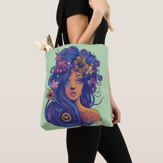 Boho Fantasy Woman mit Blumenhaar Tasche (Von Nahem)