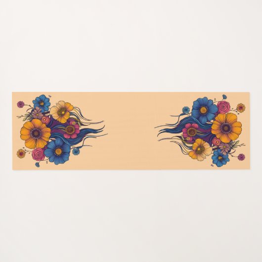 Boho Fantasy Woman mit Blumenhaar Yogamatte (Rückseite (Horizontal))