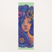 Boho Fantasy Woman mit Blumenhaar Yogamatte (Vorderseite)