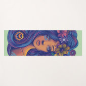 Boho Fantasy Woman mit Blumenhaar Yogamatte (Vorderseite (Horizontal))