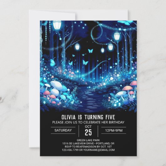 Boho Fantasy Woodland Digital Geburtstag Einladung (Vorderseite)