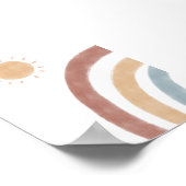 Boho-farbene Sonne und Regenbogen-Kinderzimmer Poster (Ecke)