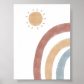 Boho-farbene Sonne und Regenbogen-Kinderzimmer Poster (Vorne)