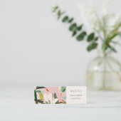 Boho farbenfroh rosa Aquamarin gestrichen Blumenoh Mini Visitenkarte (Stehend Vorderseite)