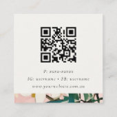 Boho farbenfroh rosa, Aquamarin gestrichen, floral Quadratische Visitenkarte (Rückseite)