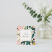 Boho farbenfroh rosa, Aquamarin gestrichen, floral Quadratische Visitenkarte (Stehend Vorderseite)