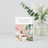 Boho farbenfroh rosa Aquamarin gestrichene Blumenk Visitenkarte (Stehend Vorderseite)