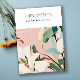 Boho farbenfroh rosa Aquamarin gestrichene Blumenk Visitenkarte