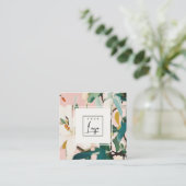 Boho farbenfroh rosa Aquamarines grün gestrichenes Quadratische Visitenkarte (Stehend Vorderseite)