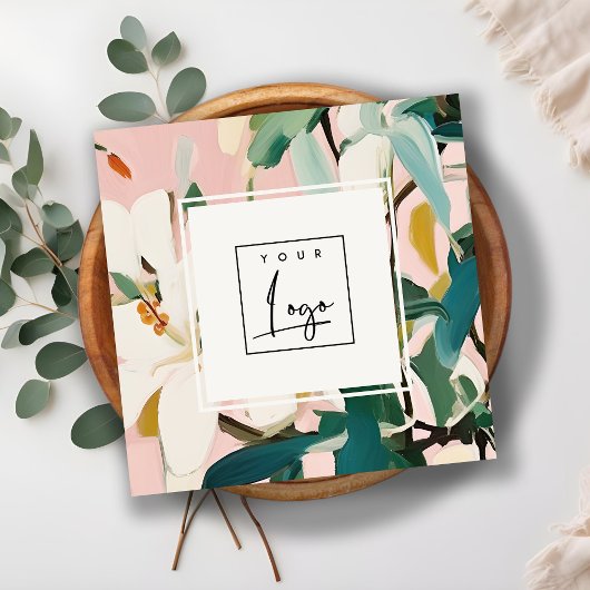 Boho farbenfroh rosa Aquamarines grün gestrichenes Quadratische Visitenkarte