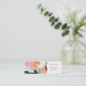 Boho farbenfroh rosa Blauer farbenfroher Blütenohr Mini Visitenkarte (Stehend Vorderseite)